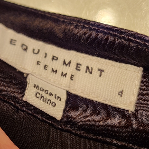 EQUIPMENT Femm Black Tuxedo Wool/ Satin Stripe Ankle Trousers Size 4 - Picture 12 of 13